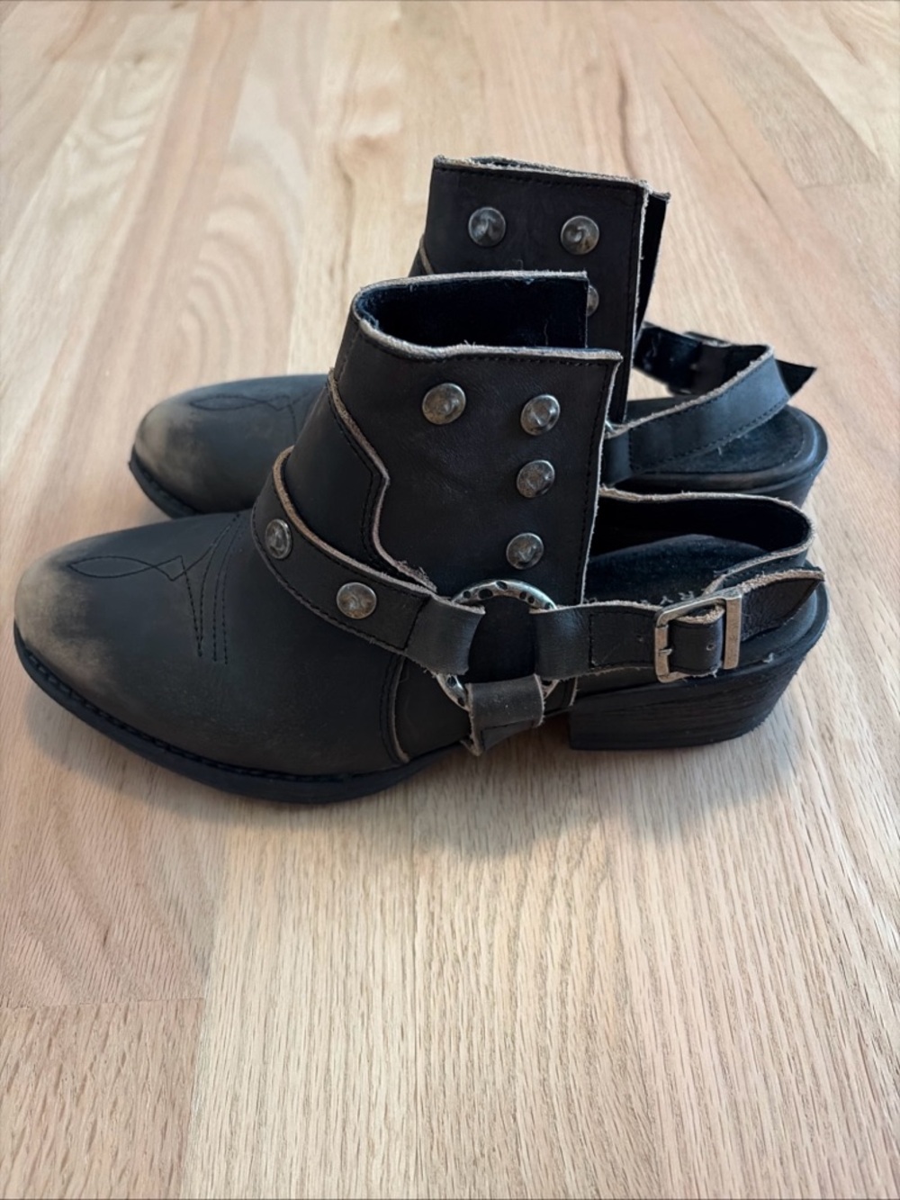 Very Volatile Black Studded Slingback Booties